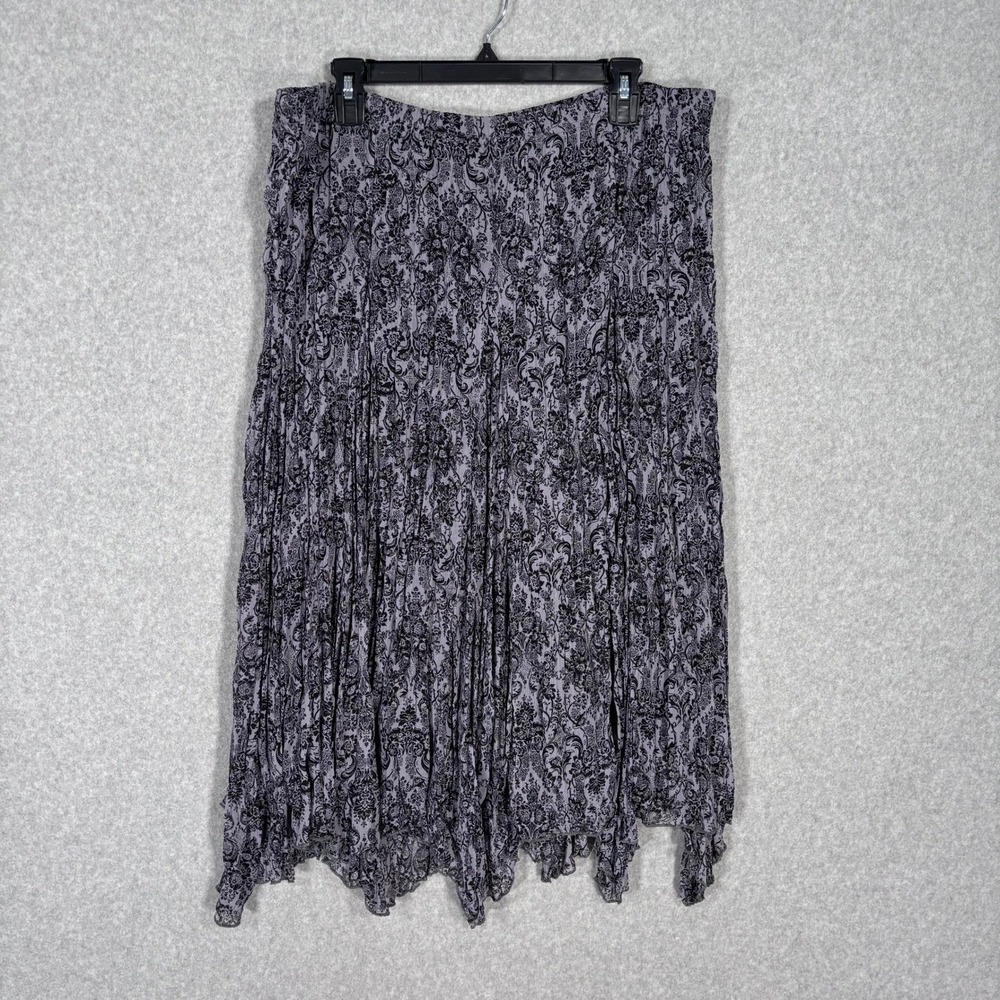 Vintage Y2K Asymmetric Fairy Grunge Midi Skirt 20W Paisley Crinkle Whimsigoth